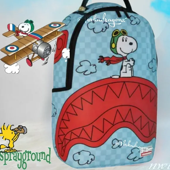 NWT Sprayground Red White Blue Snoopy Backpack Dead Stock Rare Last 1 PRISTINE - Picture 4 of 12